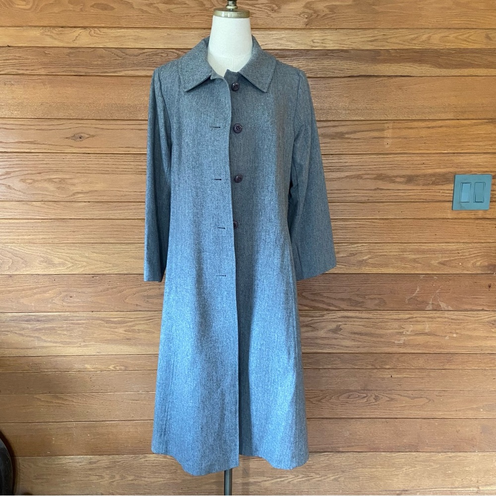 Vintage Gray Wool Belted Trench Coat - Picture 3 of 6